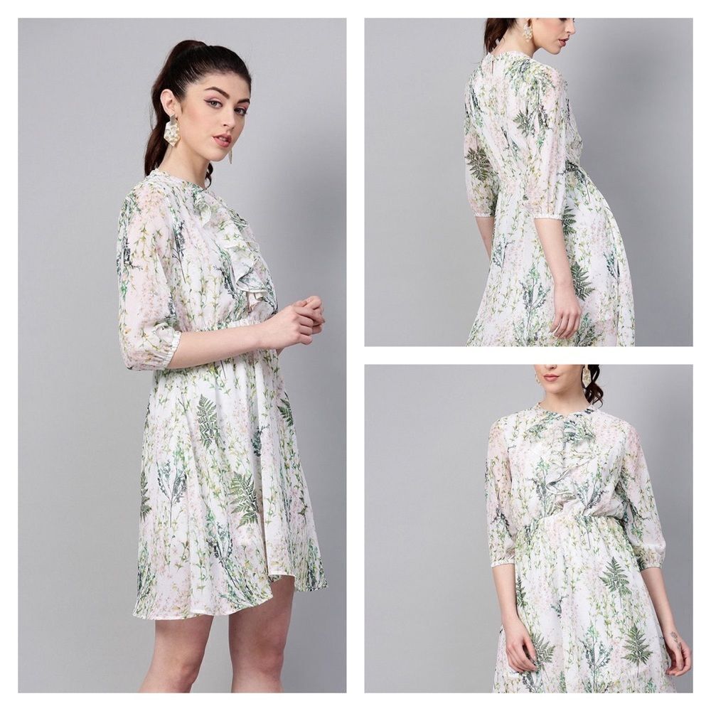 Women's Off-White Floral Skater Dress - SASSAFRAS size XSmall